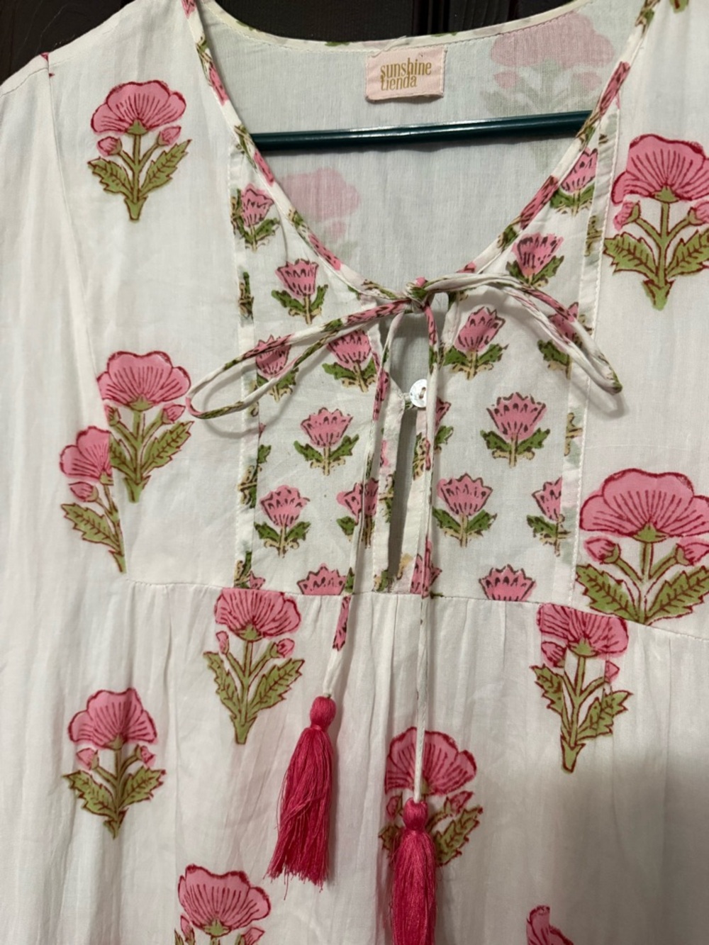 Bohemian Floral Maxi Dress in Pink and Cream - Picture 4 of 5
